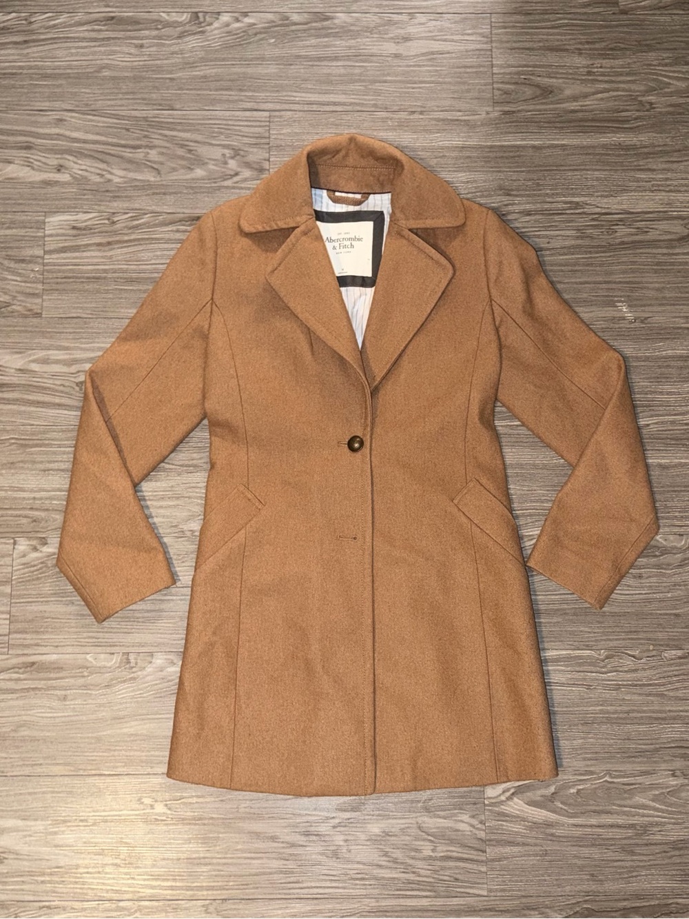 Abercrombie & Fitch Wool Blend Pea Coat Beige Womens Sz M